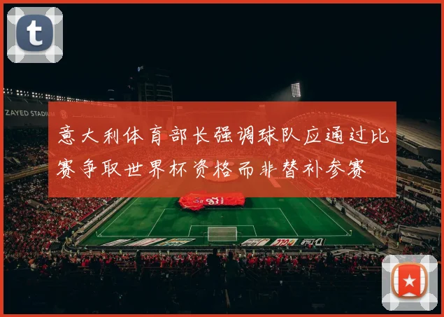 意大利体育部长强调球队应通过比赛争取世界杯资格而非替补参赛